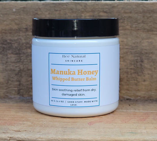 When you need soothing relief, nourish your skin with the healing properties of certified organic New Zealand Manuka Honey, Shea Butter, Coconut Oil, and colloidal oats. This is especially good if you suffer from dry damaged skin from eczema or psoriasis. Nothing artificial. No added color or fragrance.  