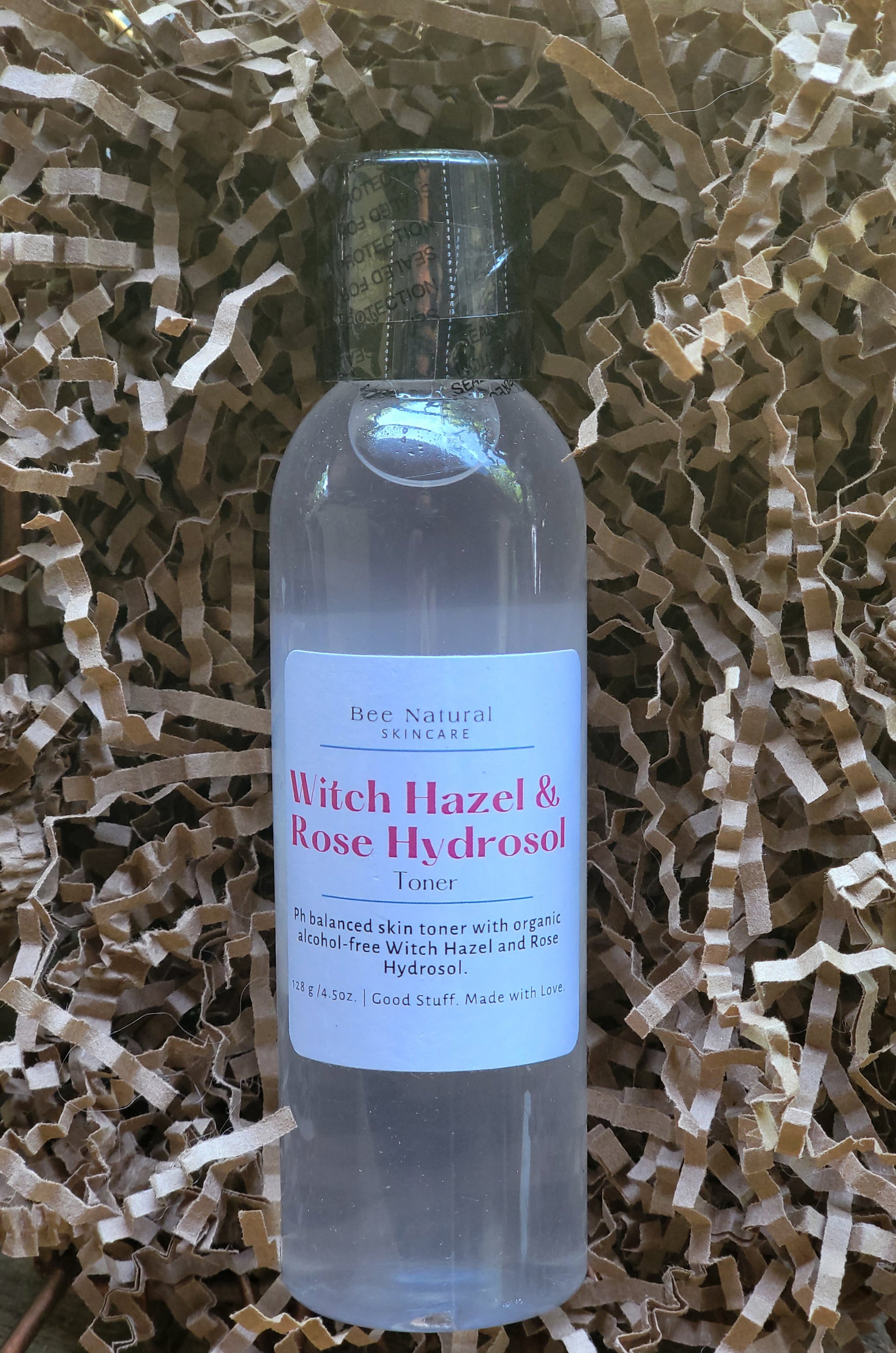 This Ph balanced toner will gently refresh your skin without stripping it of its natural moisture. You can be assured that the organic alcohol-free Witch Hazel and Rose Hydrosol won't irritate sensitive skin or cause excessive dryness.  It will prepare your skin to drink up your post-cleansing moisturizer and any other skin treatments that you may apply. Gently apply with a cotton ball to your face and neck. Follow up with moisturizer or treatment of your choice.